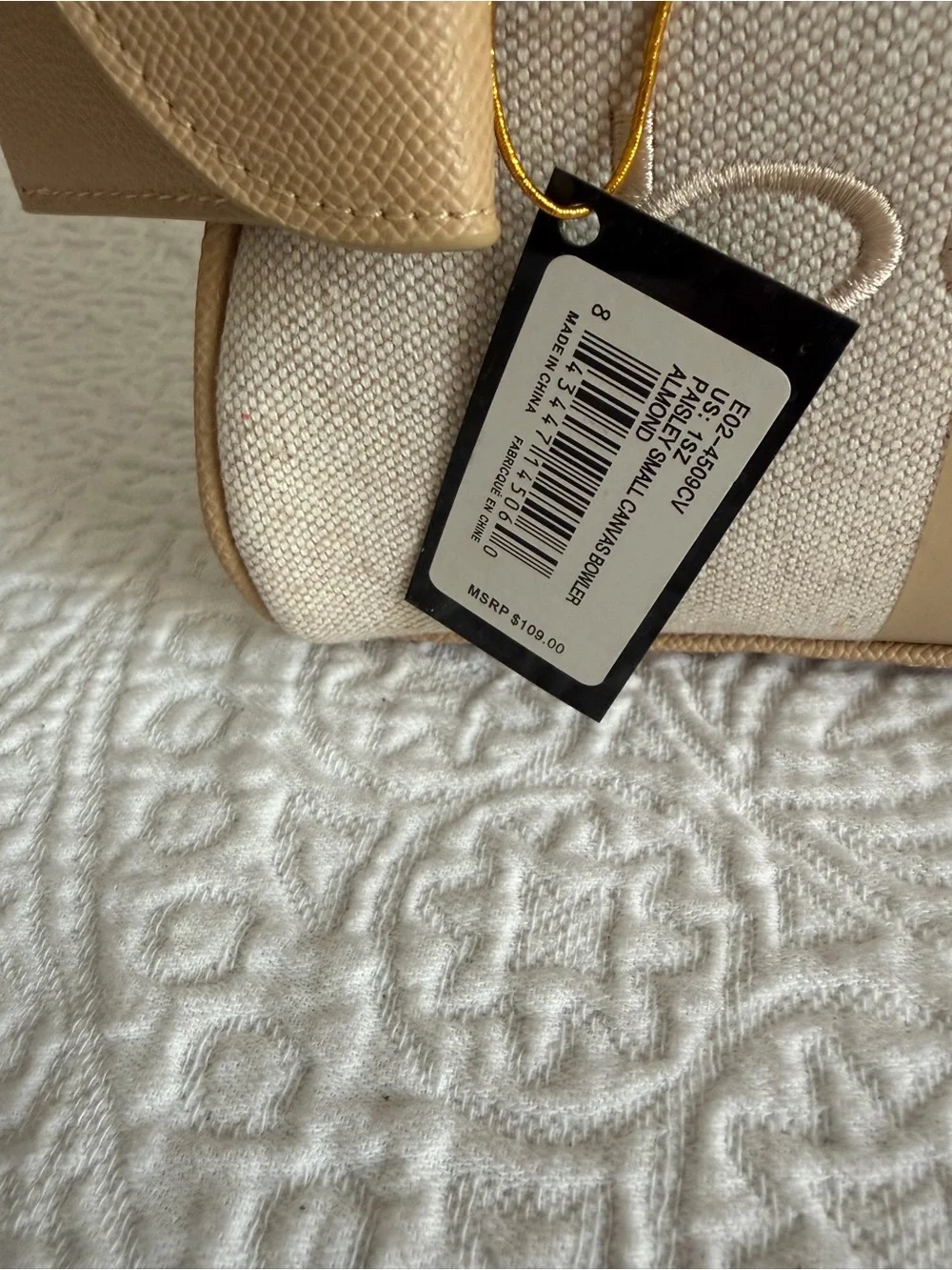 NWT bebe Paisley Small Canvas Bowler in Almond